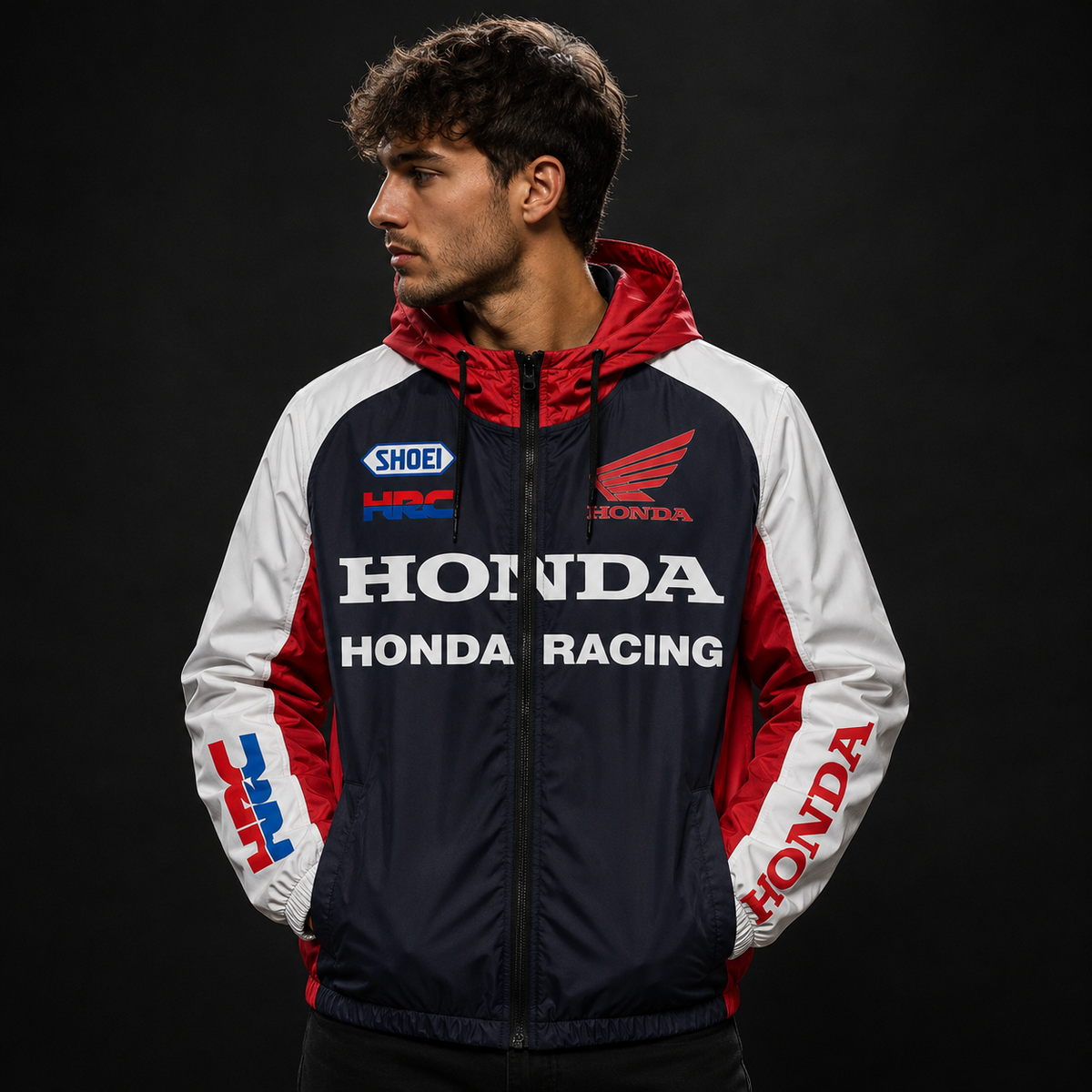 Honda Racing HRC Lightweight Hooded Windbreaker Jacket